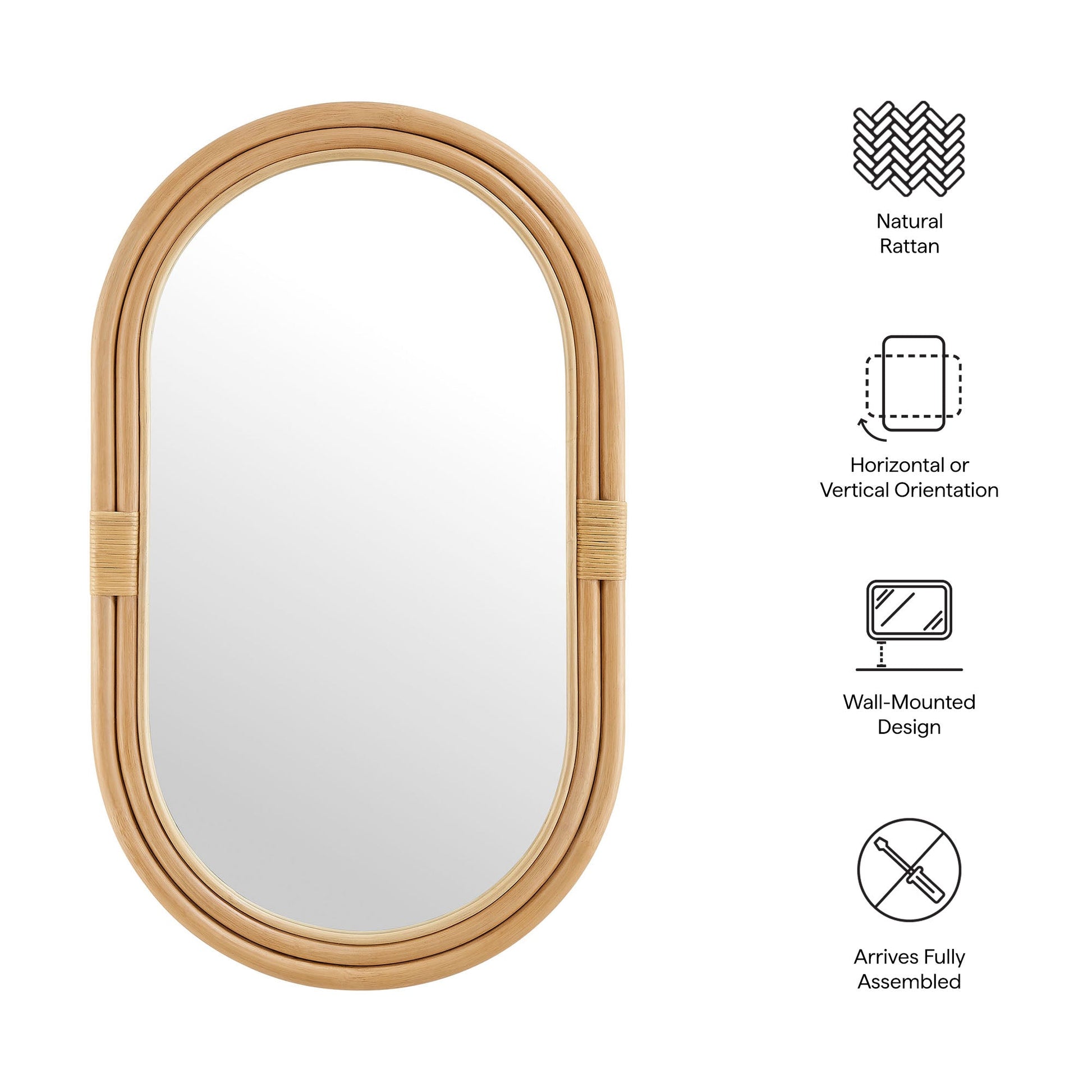 Corsica Oval Rattan Wall Mirror