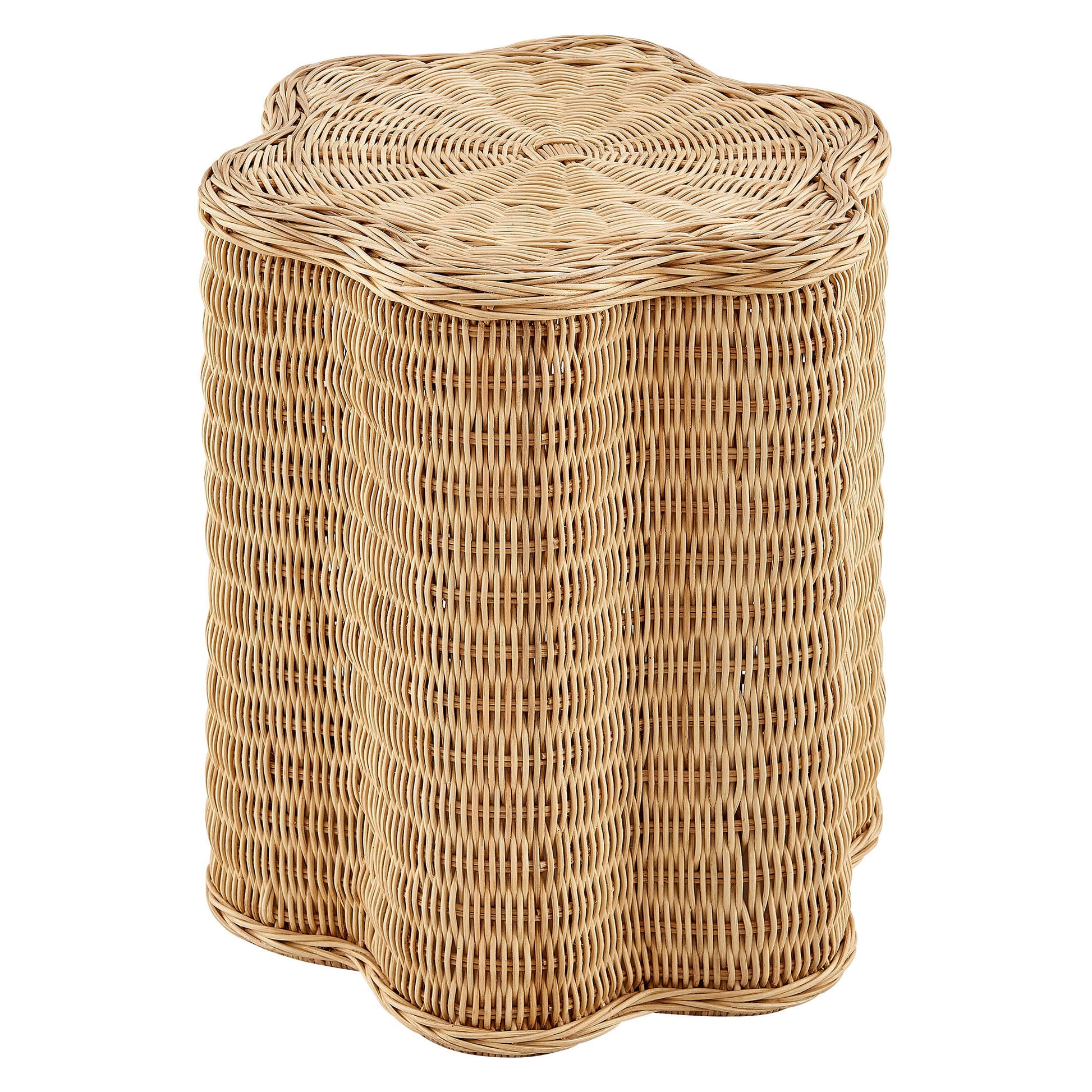 Erika Scalloped Natural Rattan Side Table