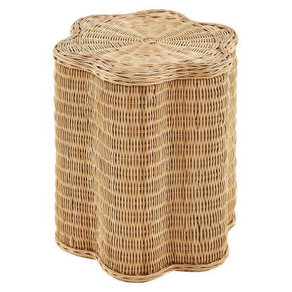 Erika Scalloped Natural Rattan Side Table