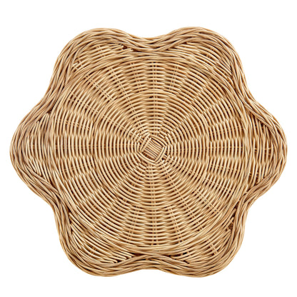 Erika Scalloped Natural Rattan Side Table