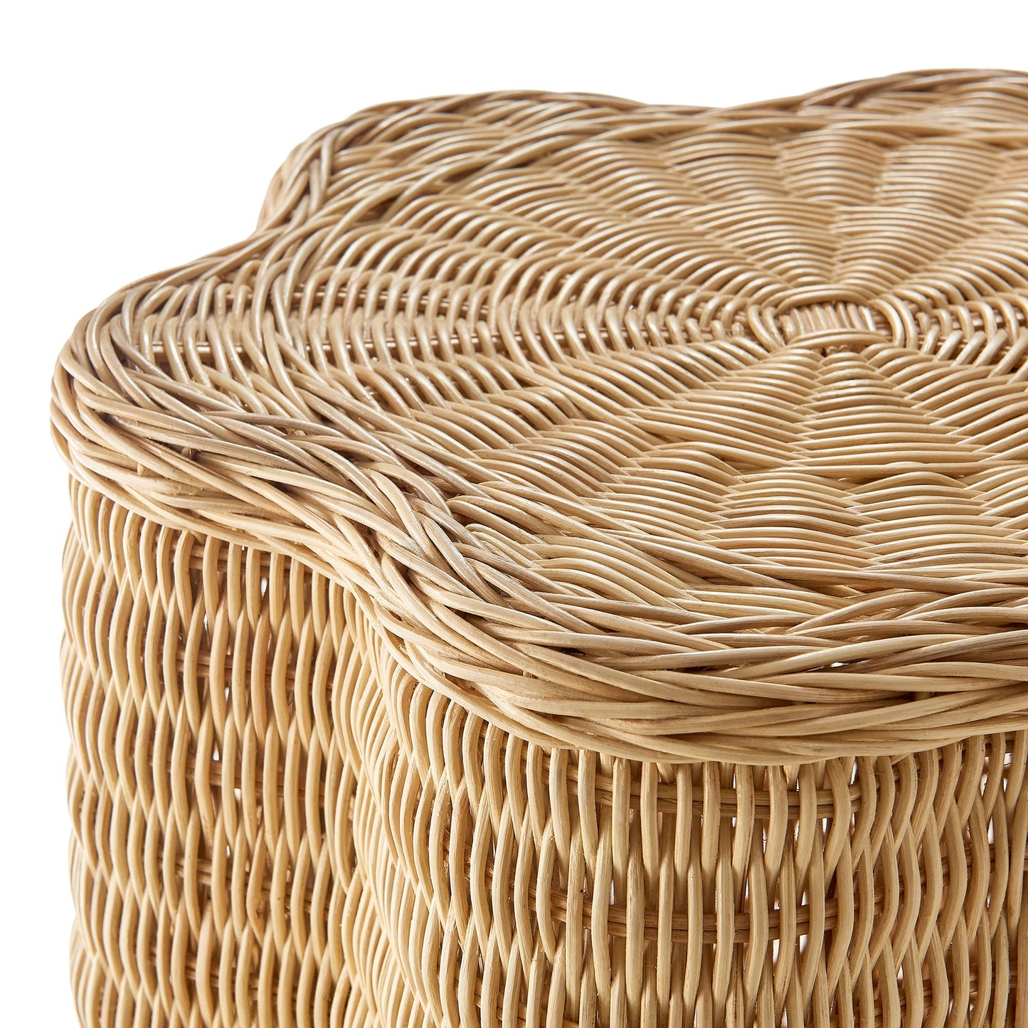 Erika Scalloped Natural Rattan Side Table