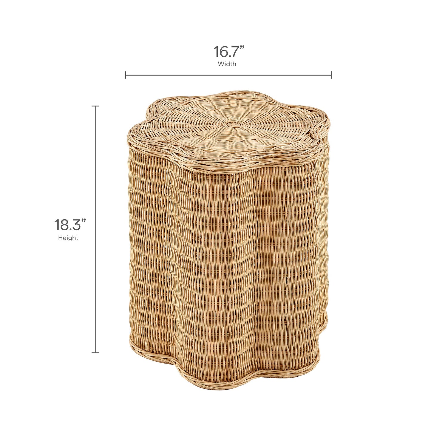 Erika Scalloped Natural Rattan Side Table