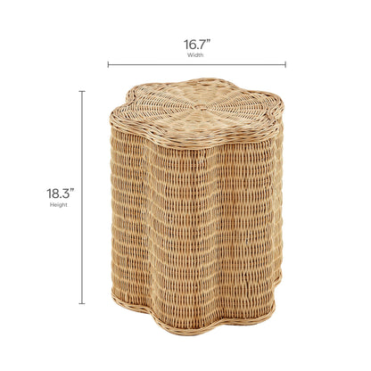 Erika Scalloped Natural Rattan Side Table