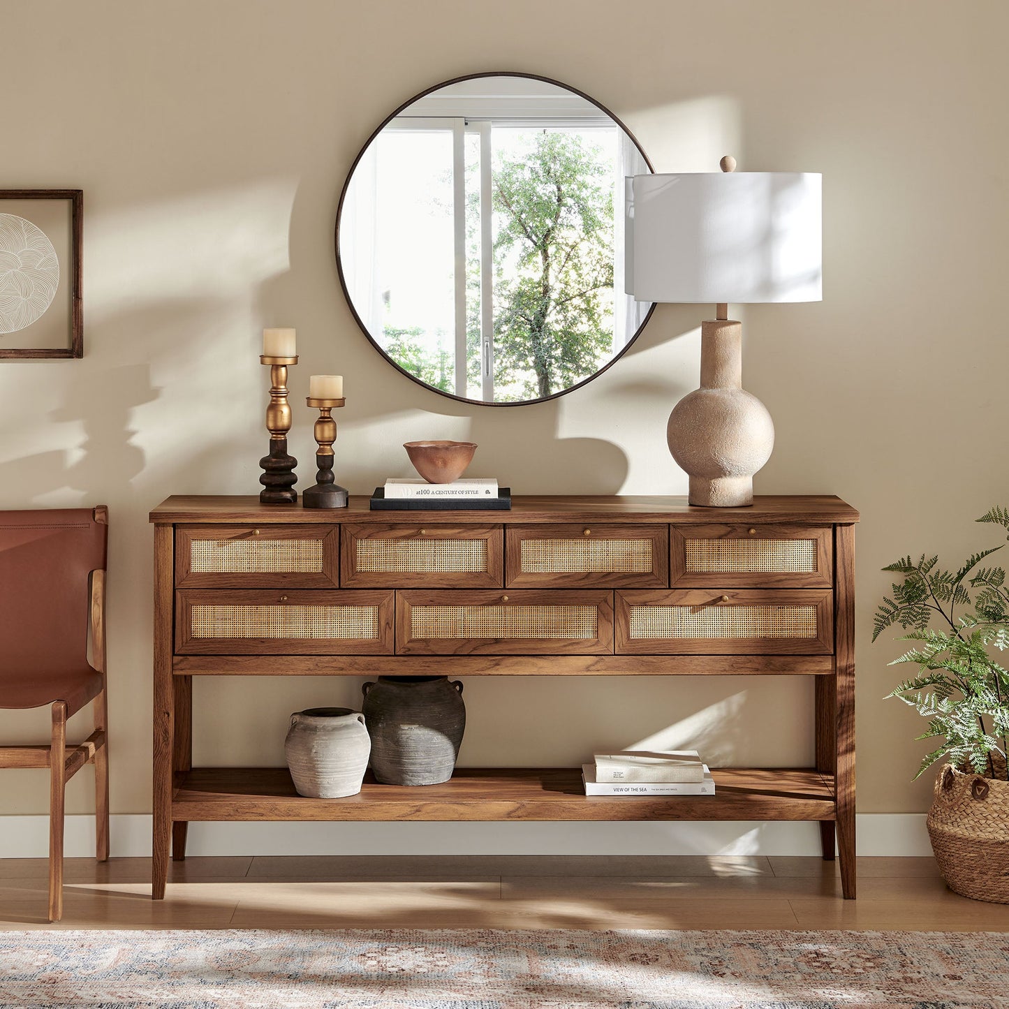 Soma 62 Inch Rattan Console Table