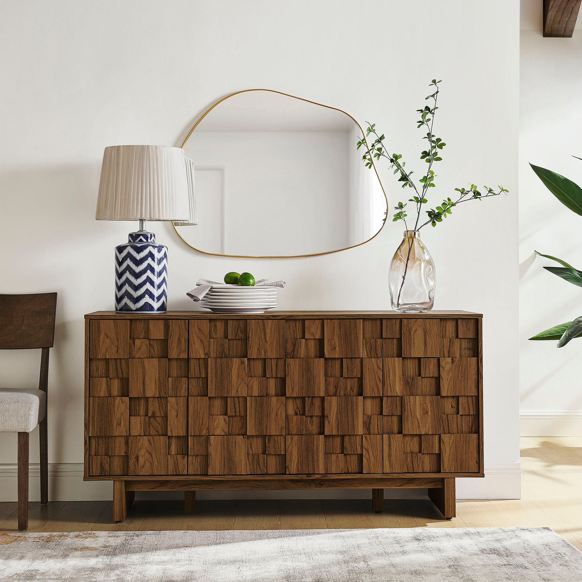 Owen 59 Inch 4 Door Geometric Sideboard