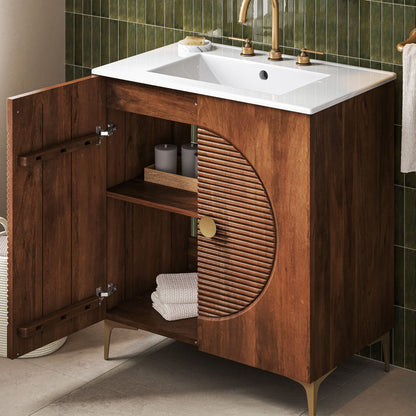 Vernon 30" Fluted Wood Vanity Cabinet With Sink