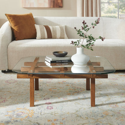 Isby 35 Inch Tempered Glass Coffee Table