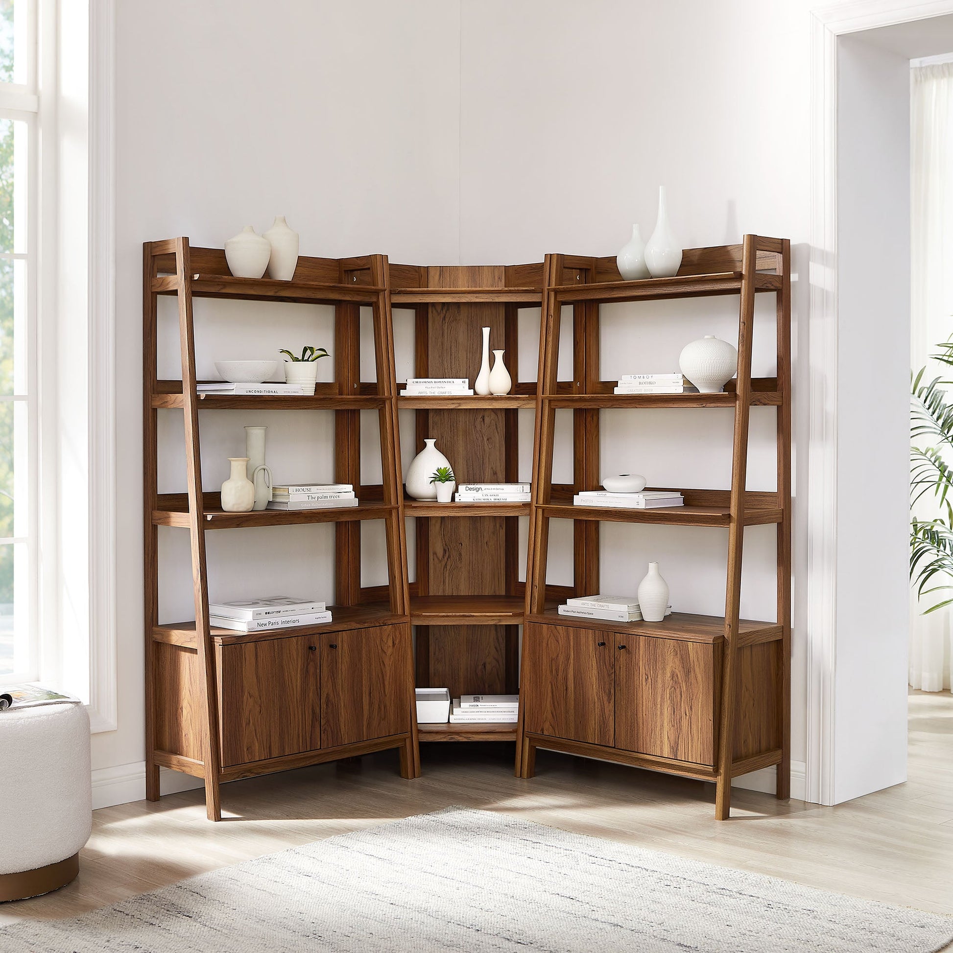 Bixby 3-Piece Corner Bookshelf Set with Wide Bookshelves