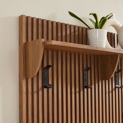 Render Fluted Coat Rack Panel With Shelf