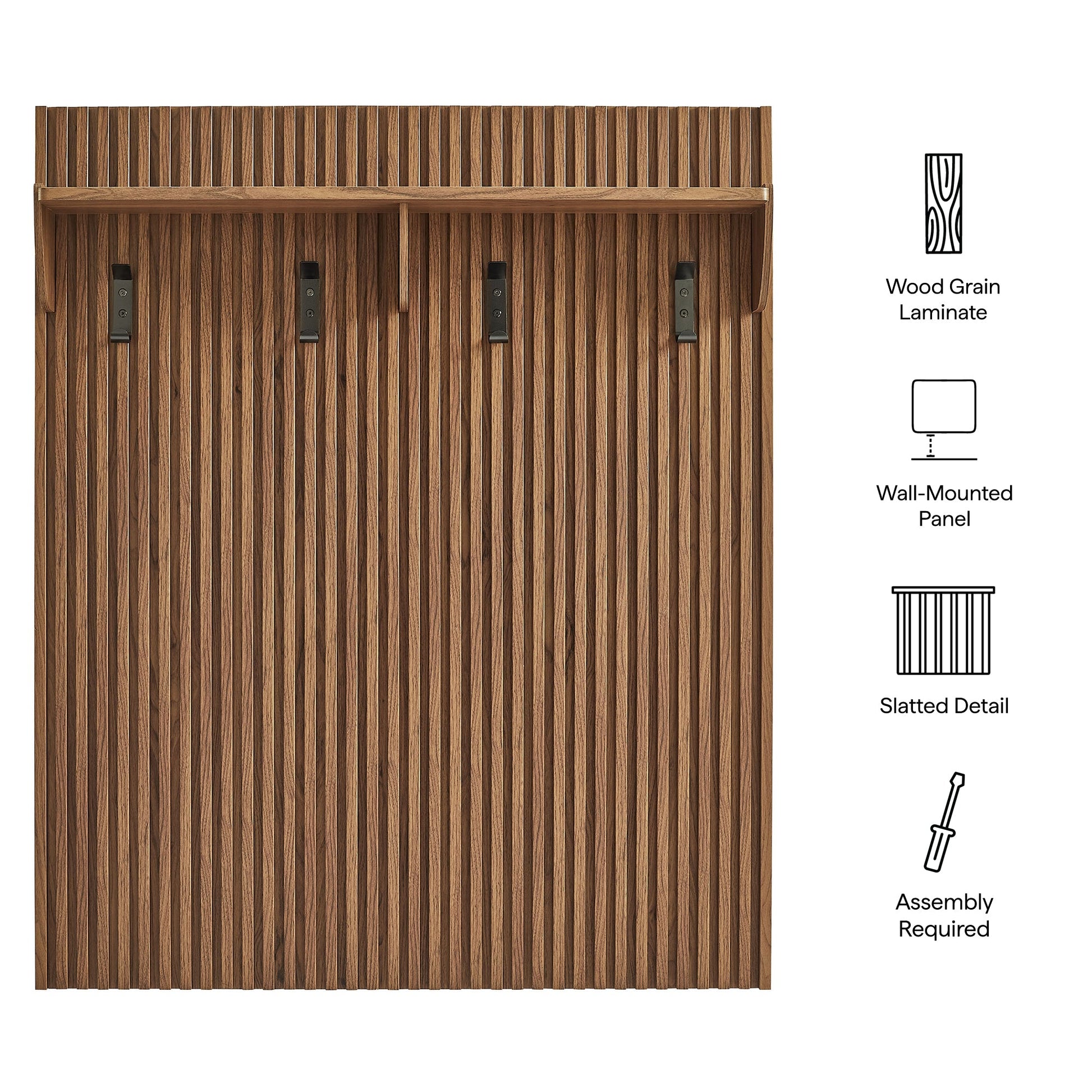 Render Fluted Coat Rack Panel With Shelf