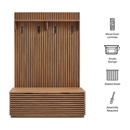 Render Fluted 3-in-1 Hall Tree With Storage Bench and Coat Rack