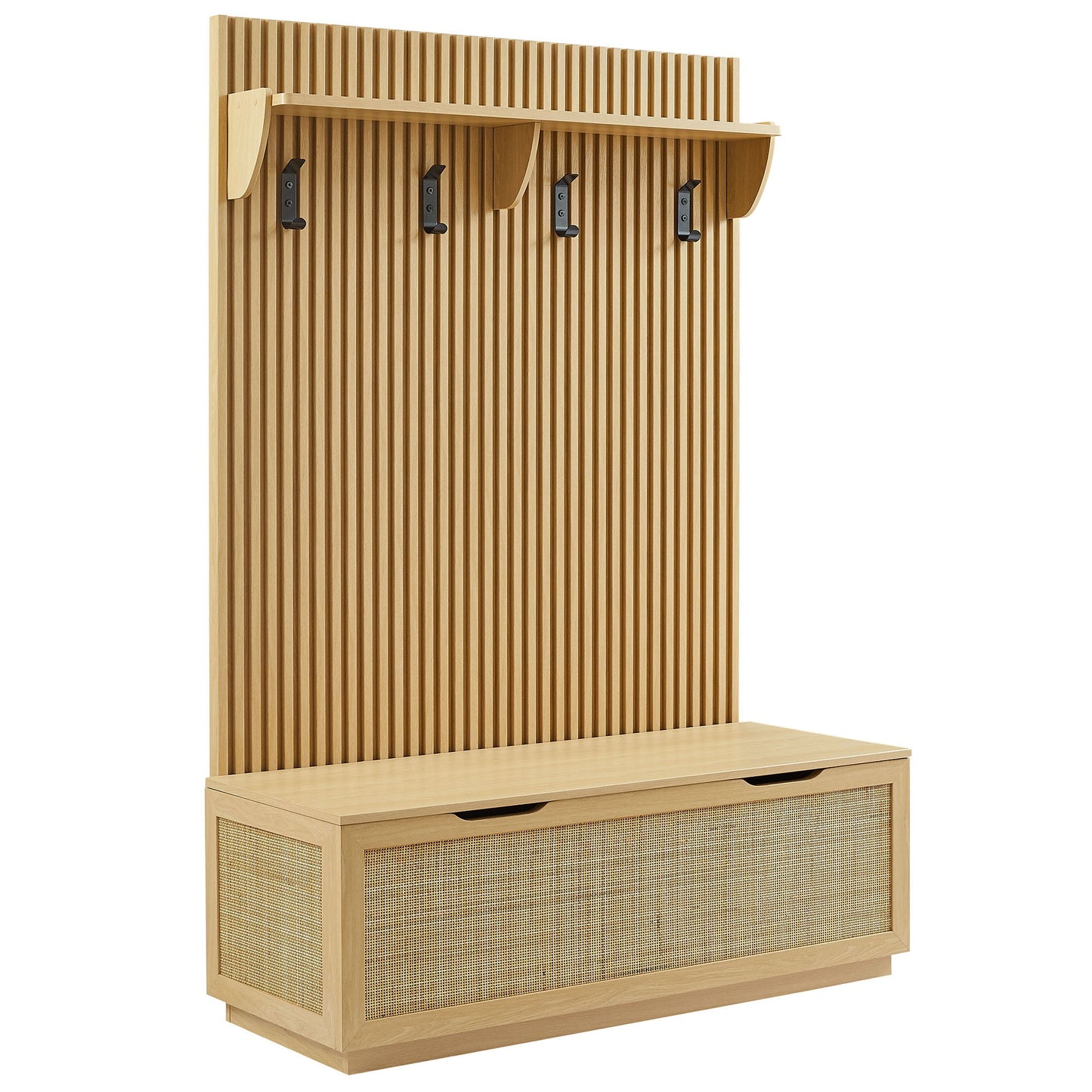 Soma Fluted 3-in-1 Hall Tree With Storage Bench and Coat Rack