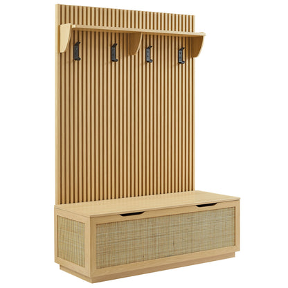Soma Fluted 3-in-1 Hall Tree With Storage Bench and Coat Rack