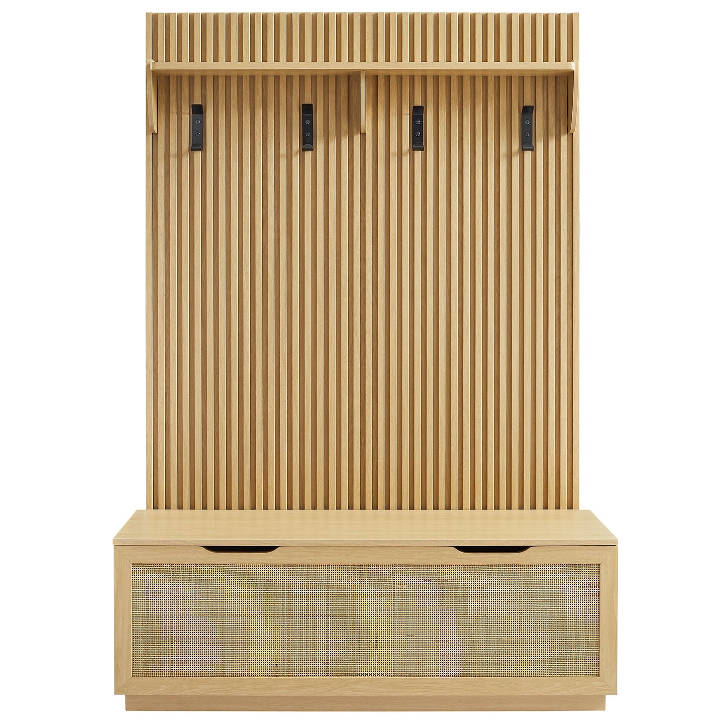 Soma Fluted 3-in-1 Hall Tree With Storage Bench and Coat Rack