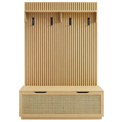 Soma Fluted 3-in-1 Hall Tree With Storage Bench and Coat Rack