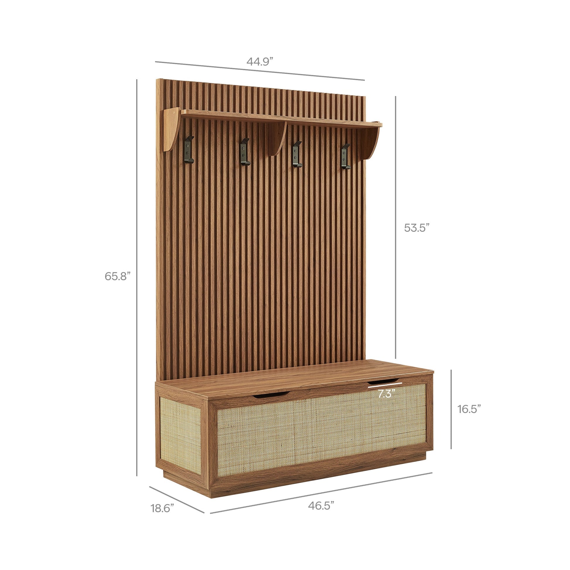 Soma Fluted 3-in-1 Hall Tree With Storage Bench and Coat Rack