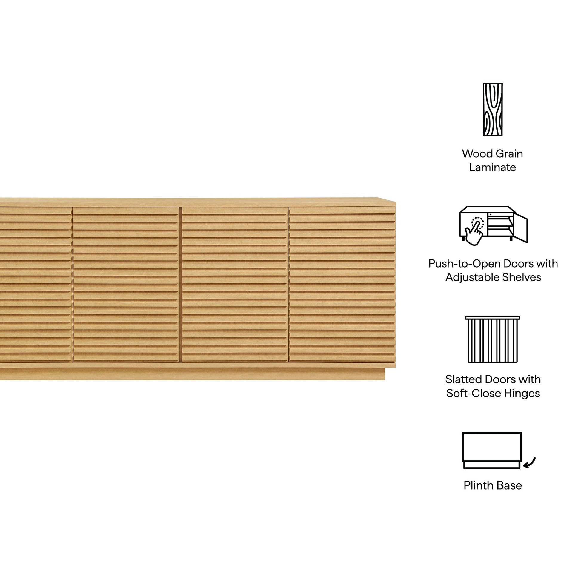 Render 4-Door Fluted Sideboard Cabinet TV Stand