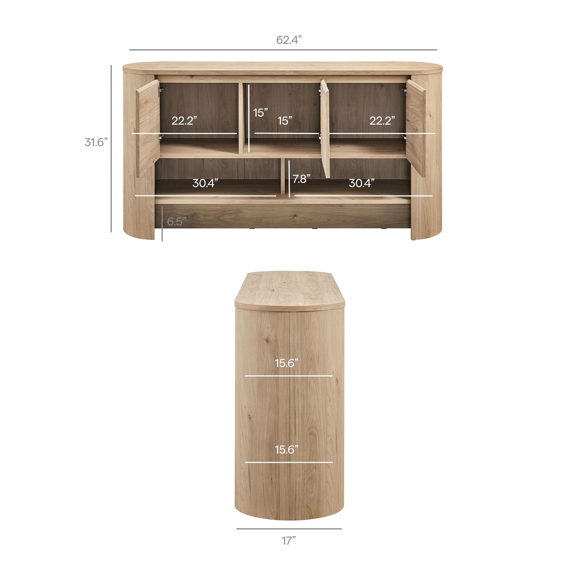 Duval 62 Inch Oval Sideboard