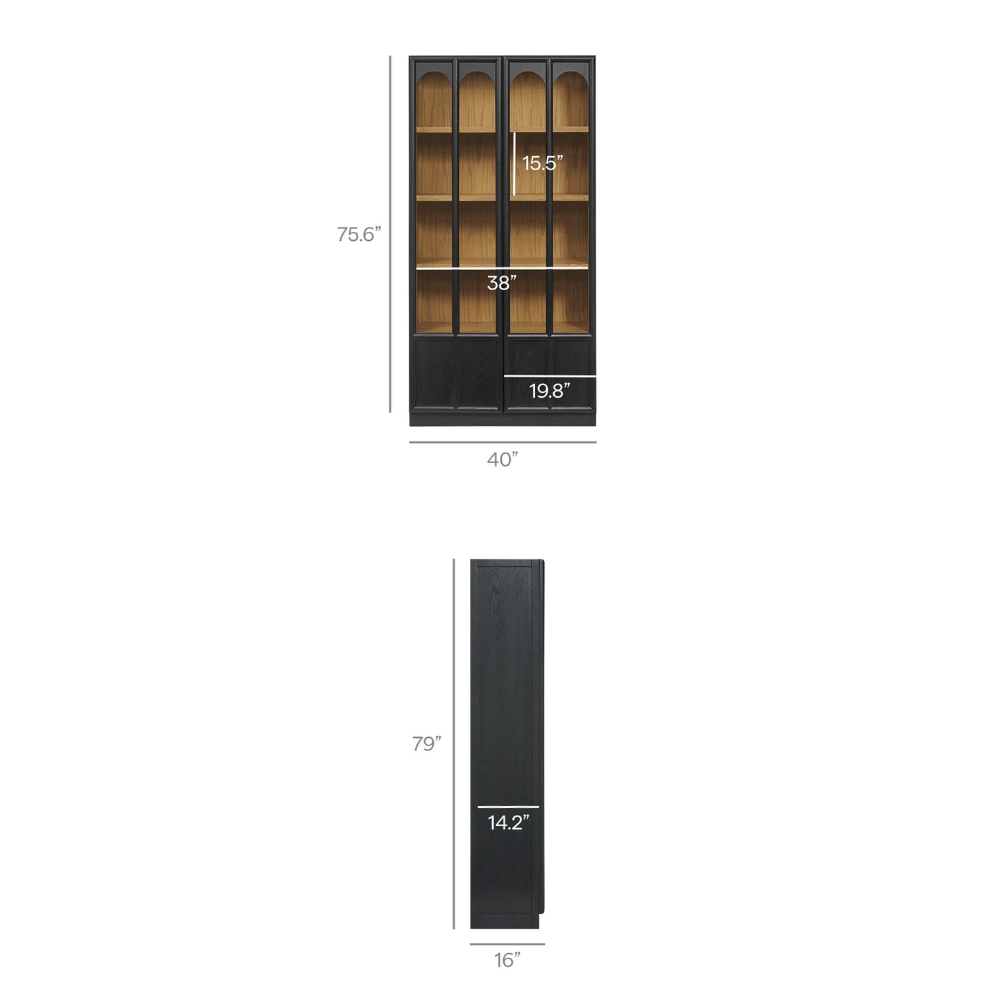 Anwen Solid Wood and Glass Display Cabinet