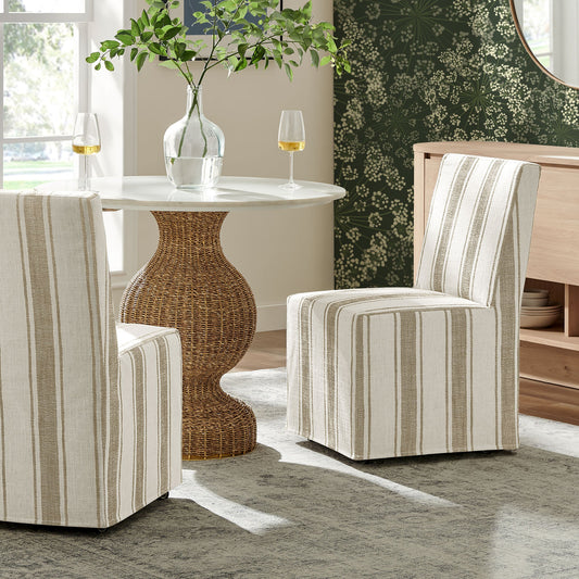 Tessera Striped Slipcovered Dining Side Chair