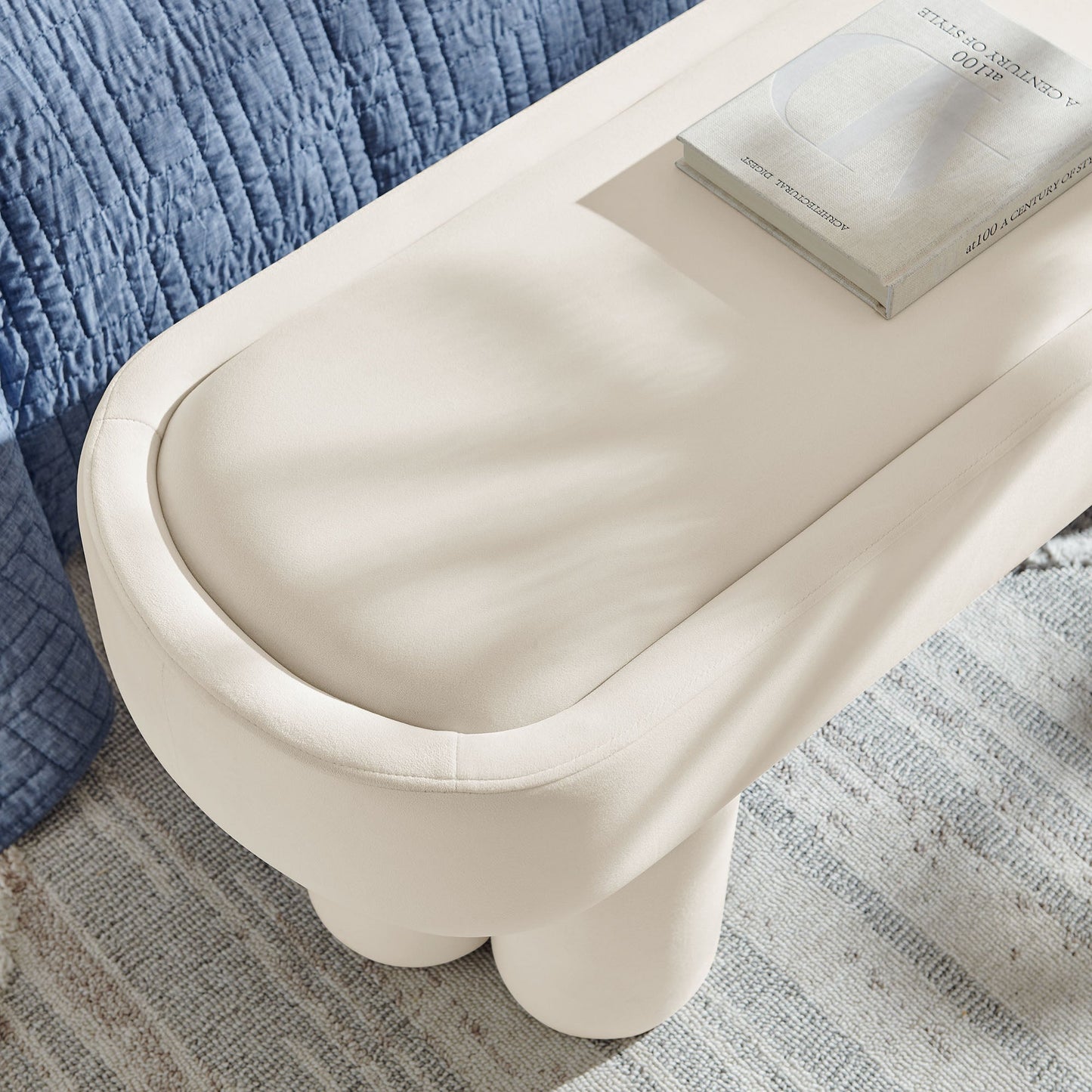 Mossi Oval Performance Velvet Accent Bench