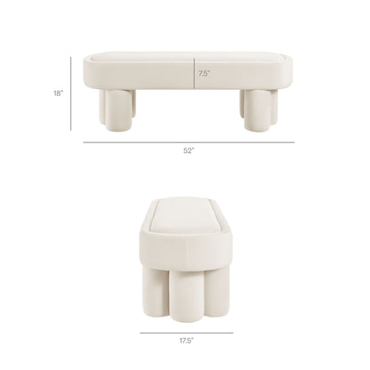 Mossi Oval Performance Velvet Accent Bench