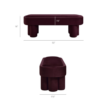 Mossi Oval Performance Velvet Accent Bench