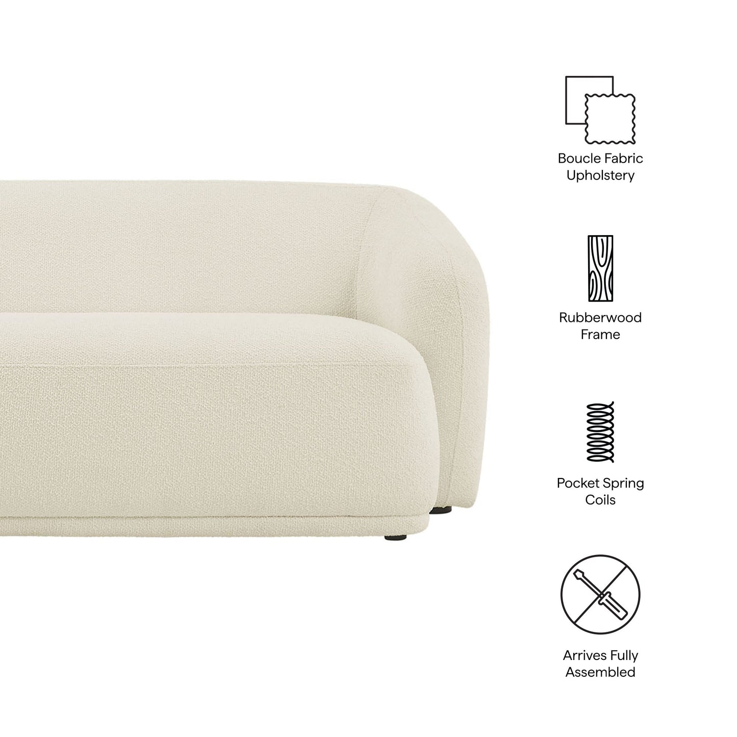 Monica 88 Inch Boucle Fabric Sofa