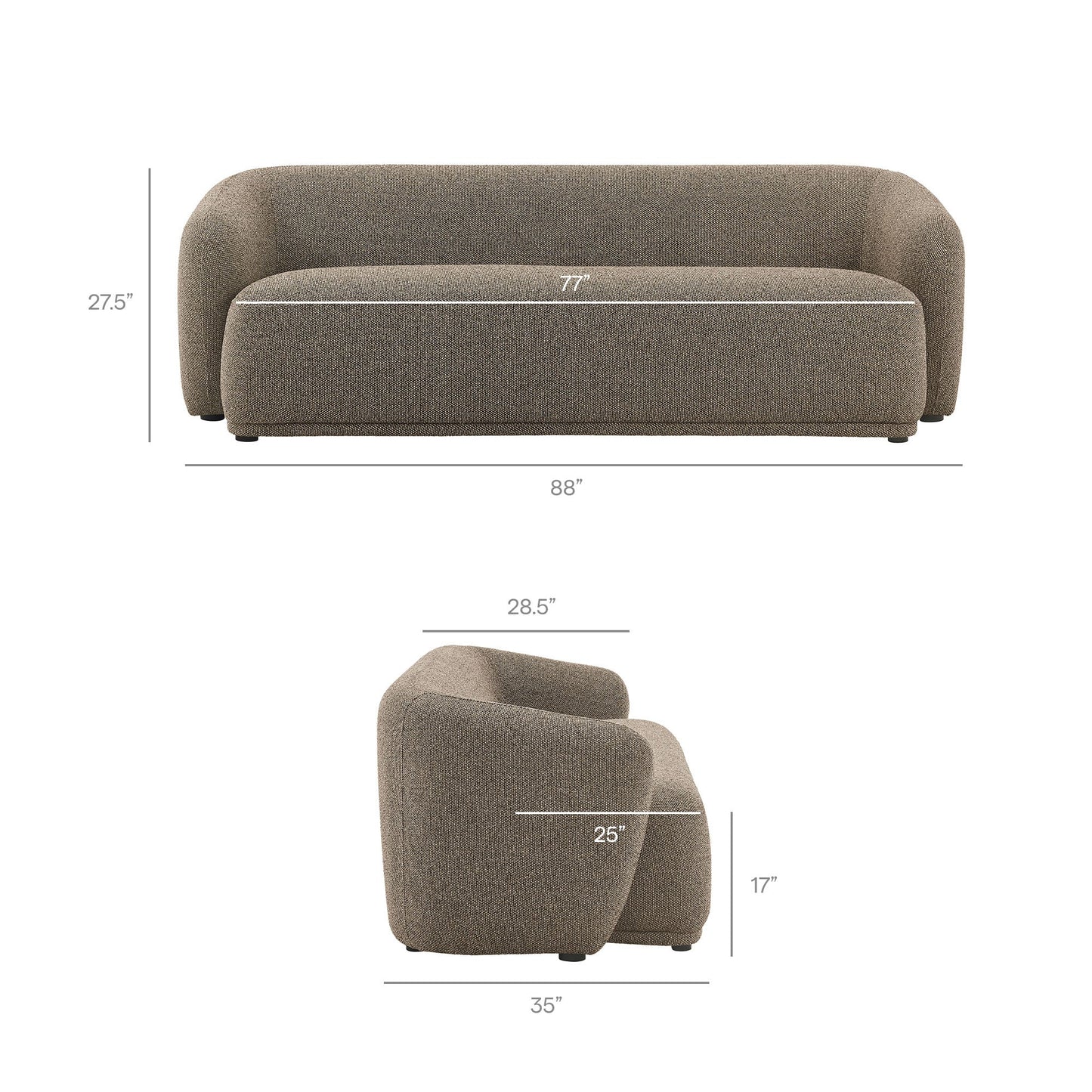 Monica 88 Inch Boucle Fabric Sofa