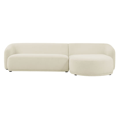 Monica 2 Piece Right Facing Boucle Fabric Modular Sofa with Chaise