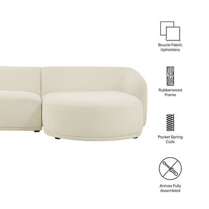 Monica 2 Piece Right Facing Boucle Fabric Modular Sofa with Chaise