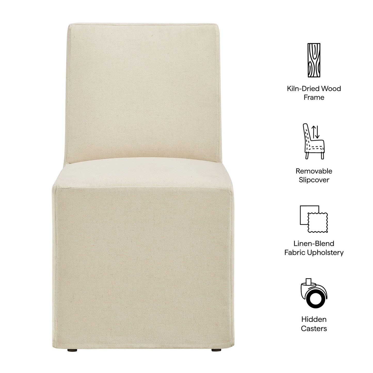 Tessera Upholstered Linen-Blend Slipcovered Dining Chair