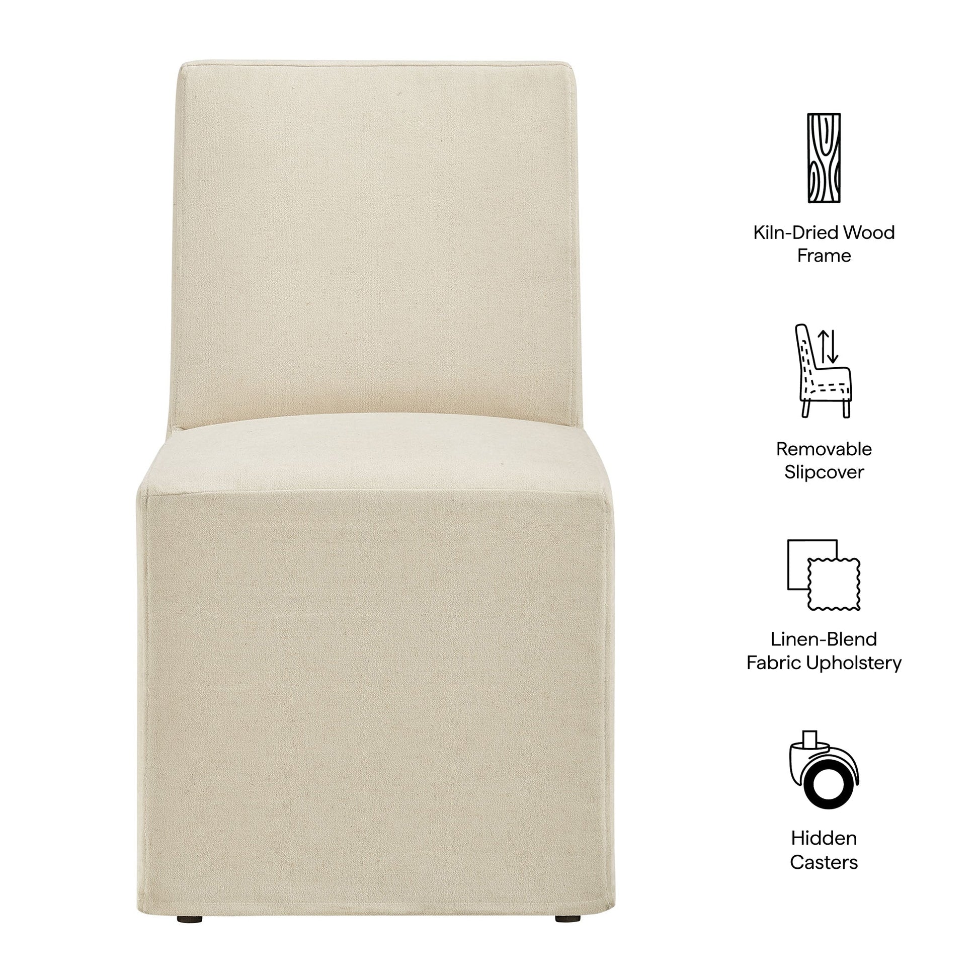 Tessera Upholstered Linen-Blend Slipcovered Dining Chair