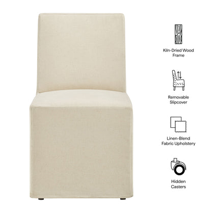 Tessera Upholstered Linen-Blend Slipcovered Dining Chair