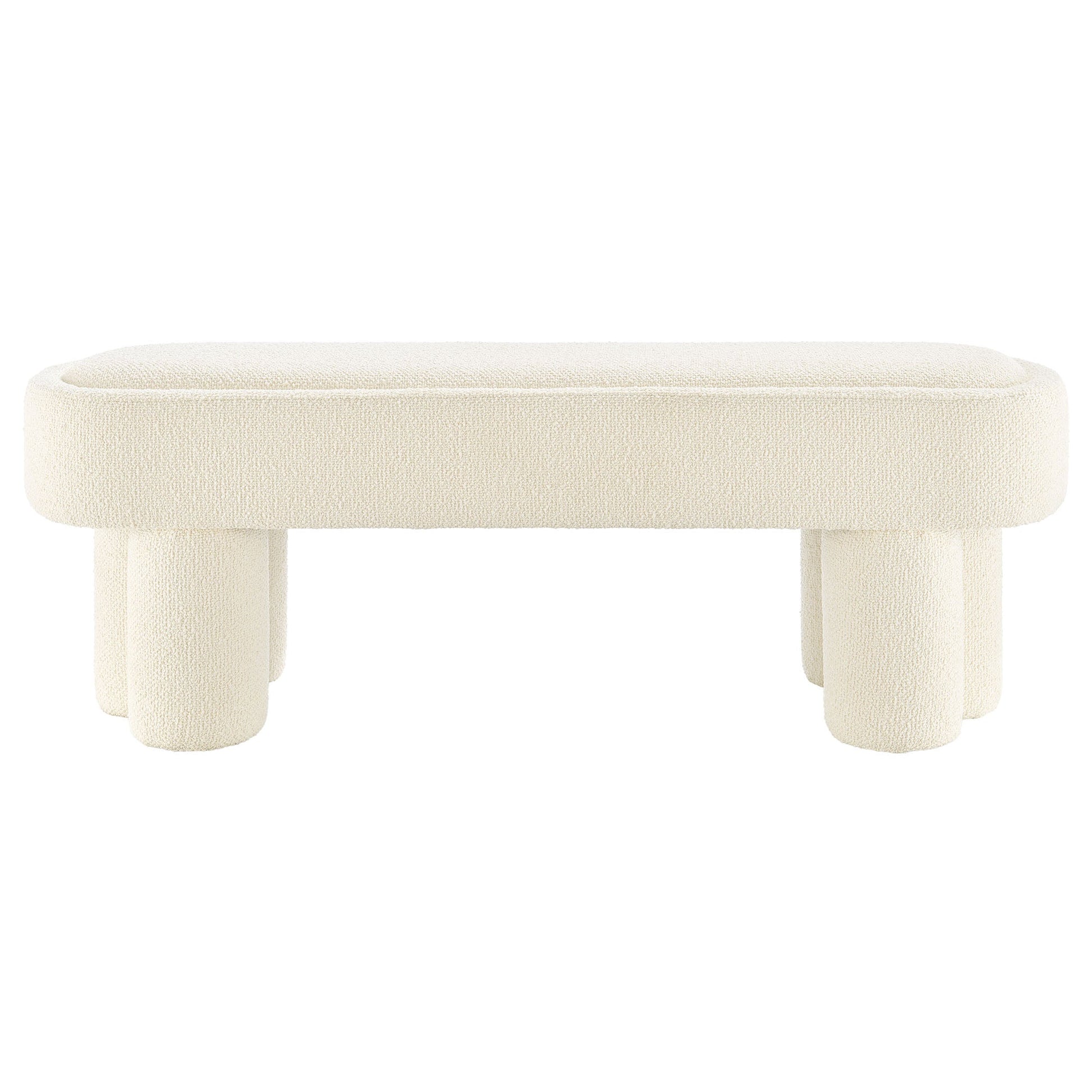 Mossi 52-Inch Oval Boucle Fabric Bench