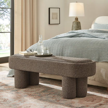 Mossi 52-Inch Oval Boucle Fabric Bench