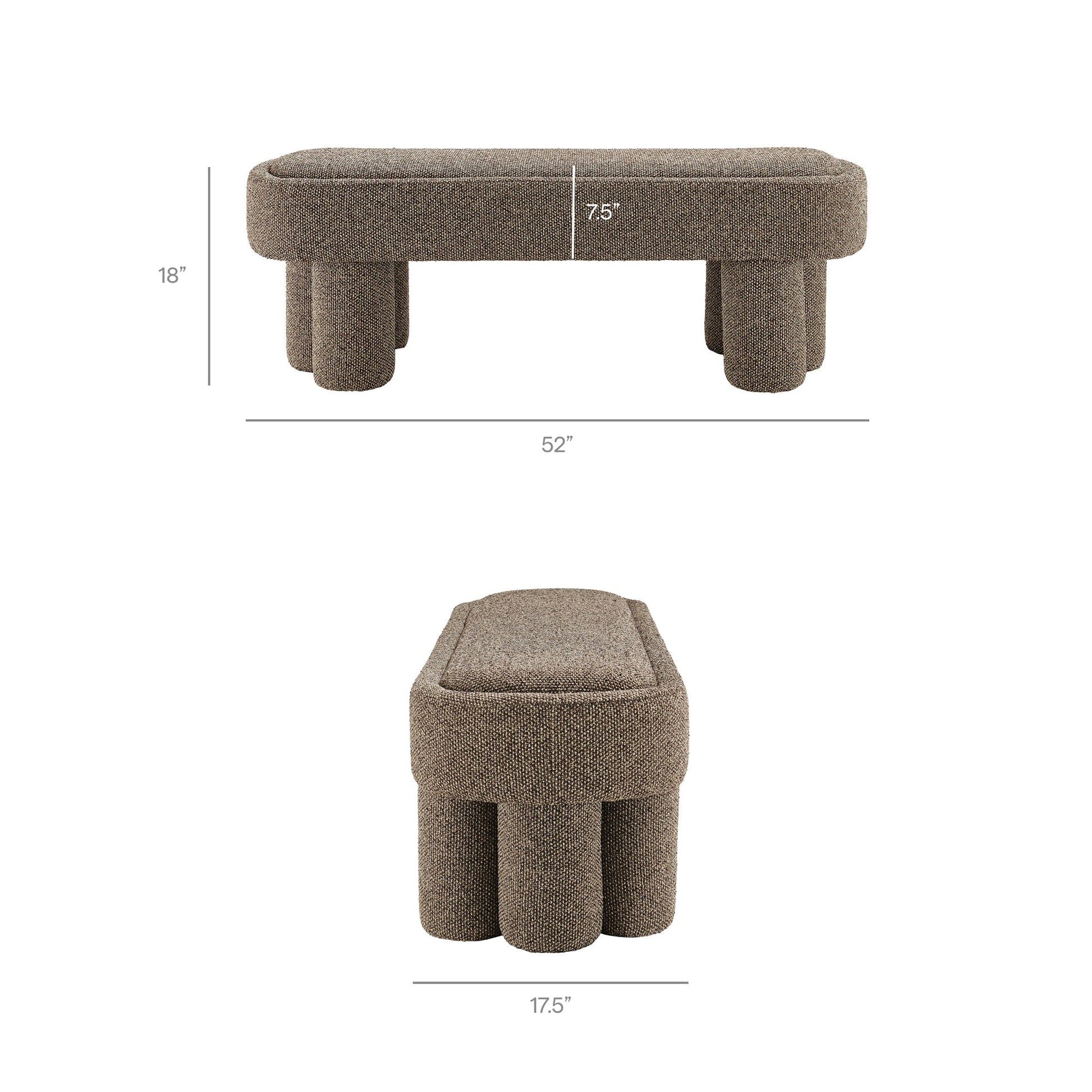 Mossi 52-Inch Oval Boucle Fabric Bench