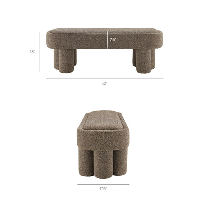 Mossi 52-Inch Oval Boucle Fabric Bench