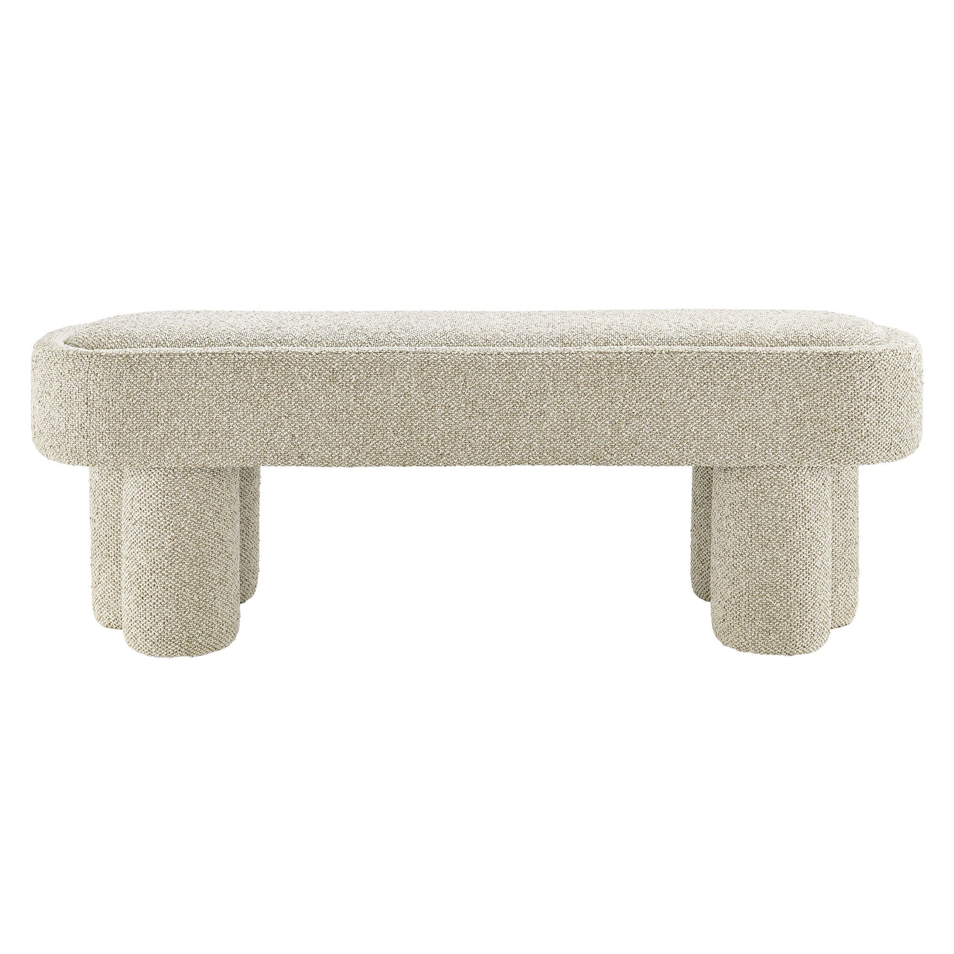 Mossi 52-Inch Oval Boucle Fabric Bench