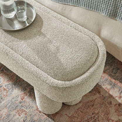 Mossi 52-Inch Oval Boucle Fabric Bench