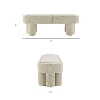 Mossi 52-Inch Oval Boucle Fabric Bench
