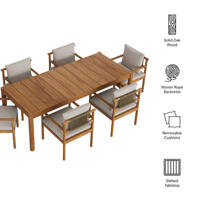 Eleni 7 Piece Outdoor Patio Teak Wood Dining Set