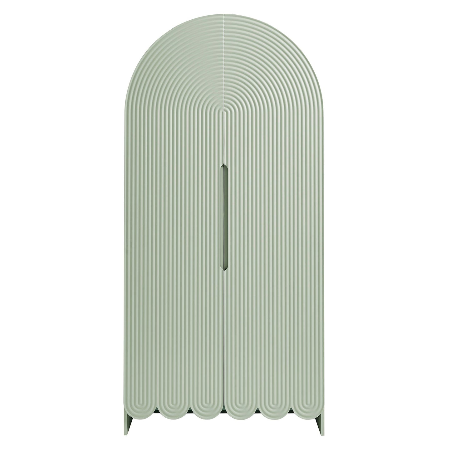 Dahlia 78 Inch Fluted and Scalloped Arched Storage Cabinet