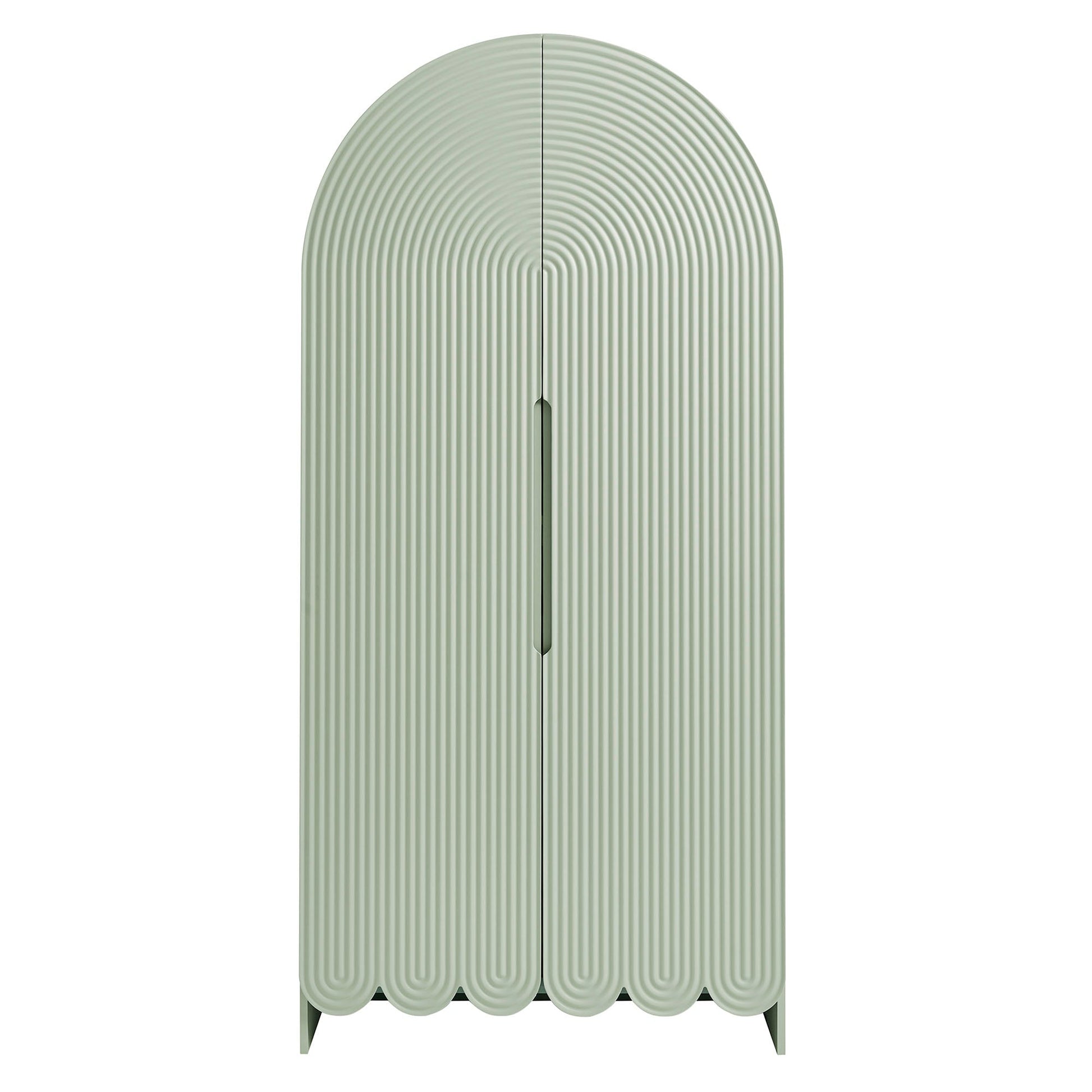 Dahlia 78 Inch Fluted and Scalloped Arched Storage Cabinet