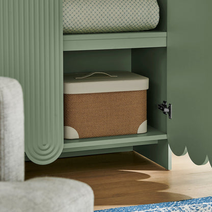 Dahlia 78 Inch Fluted and Scalloped Arched Storage Cabinet