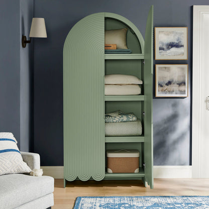 Dahlia 78 Inch Fluted and Scalloped Arched Storage Cabinet