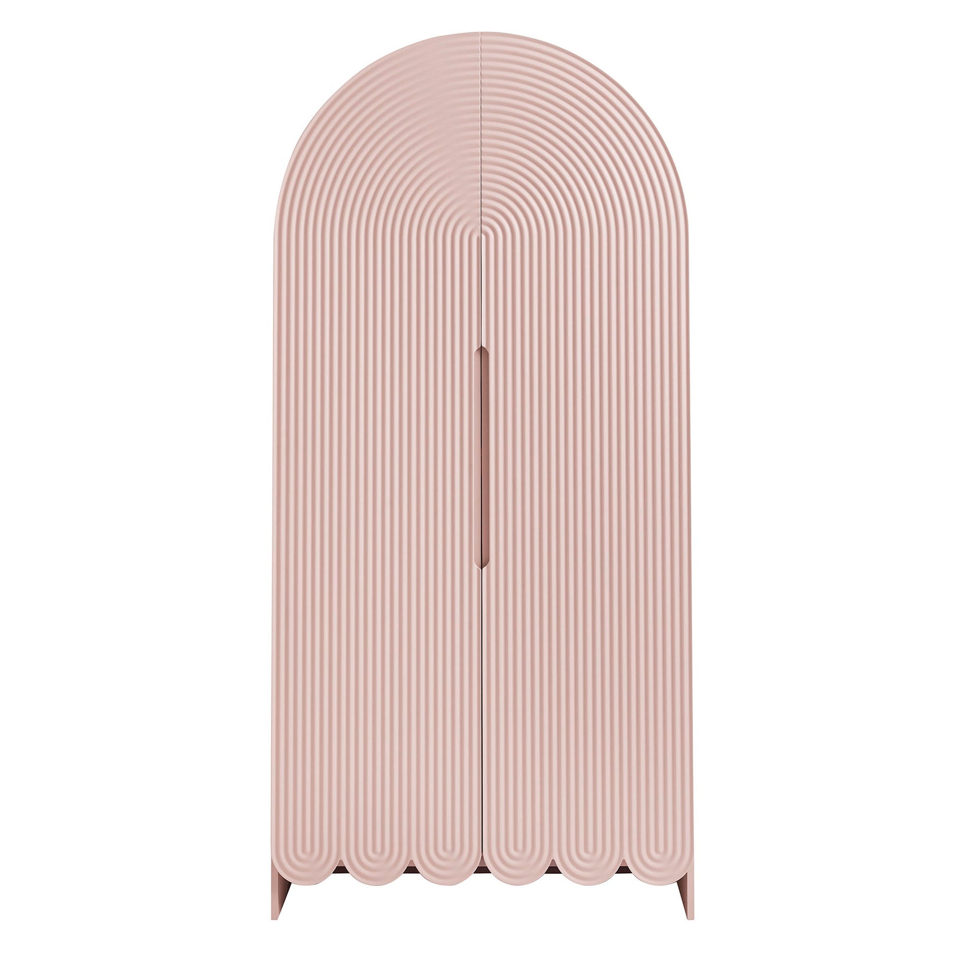 Dahlia 78 Inch Fluted and Scalloped Arched Storage Cabinet