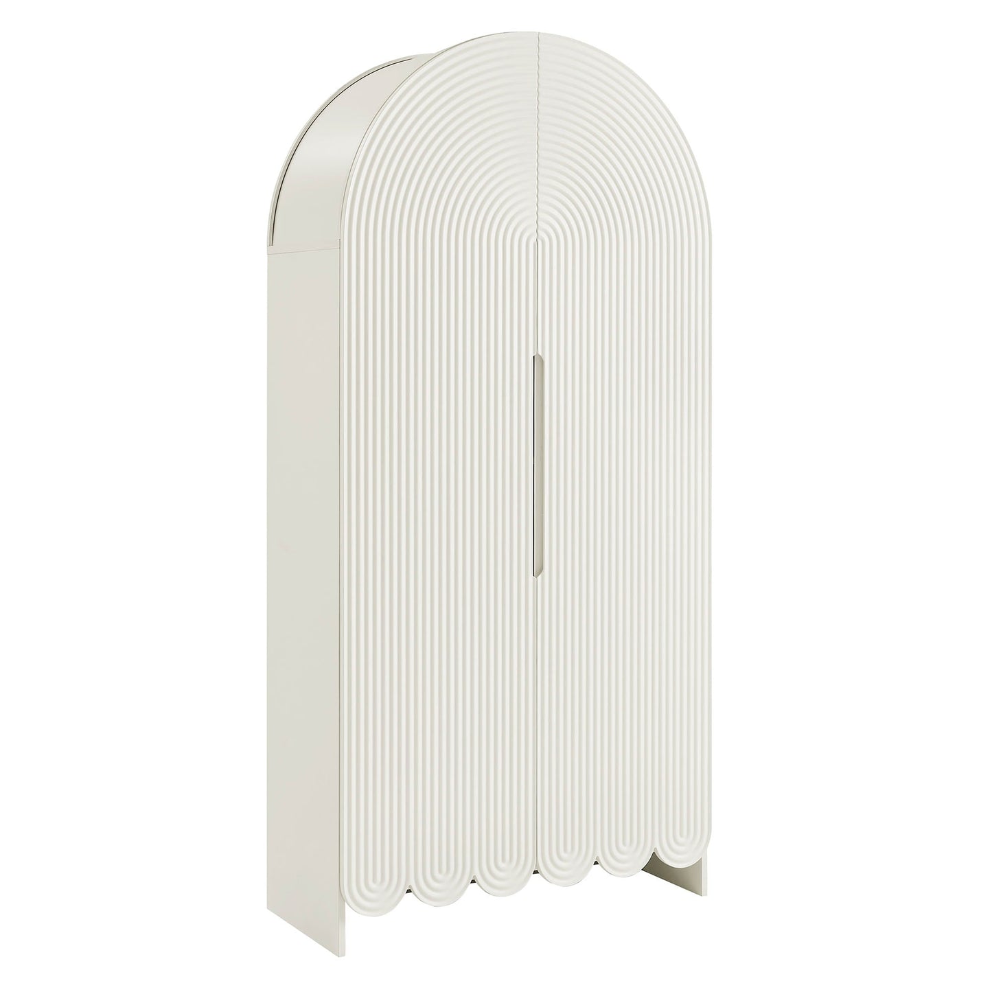 Dahlia 78 Inch Fluted and Scalloped Arched Storage Cabinet