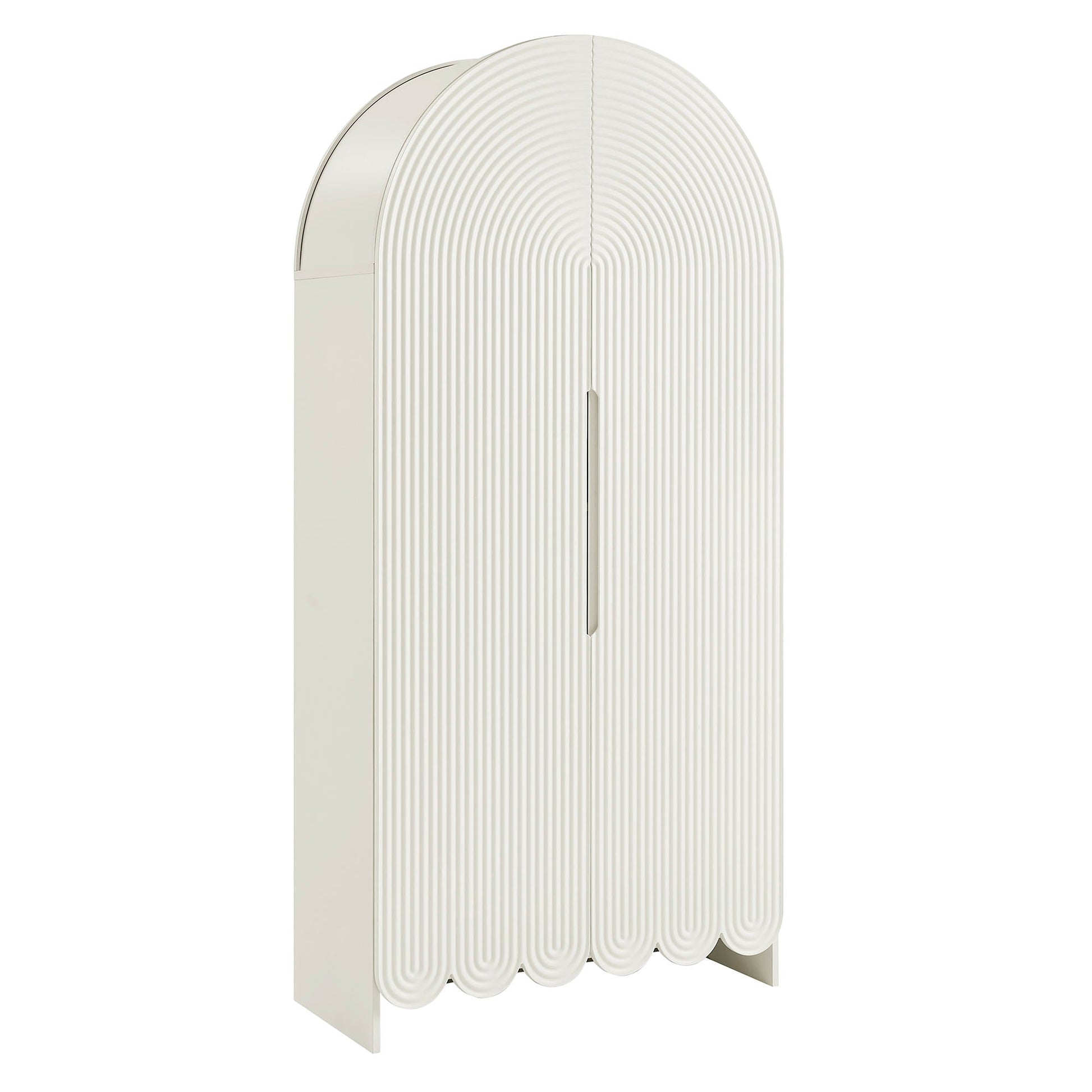 Dahlia 78 Inch Fluted and Scalloped Arched Storage Cabinet