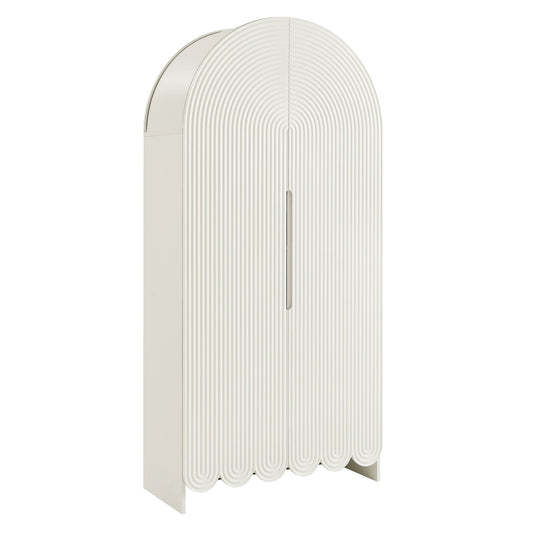 Dahlia 78 Inch Fluted and Scalloped Arched Storage Cabinet